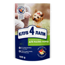Пауч вологий корм для дорослих собак малі породи желе Club 4 Paws Premium Курка 100 г
