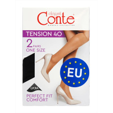 Напівпанчохи жіночі Conte TENSION 40 (2 пари) р.23-25 Nero