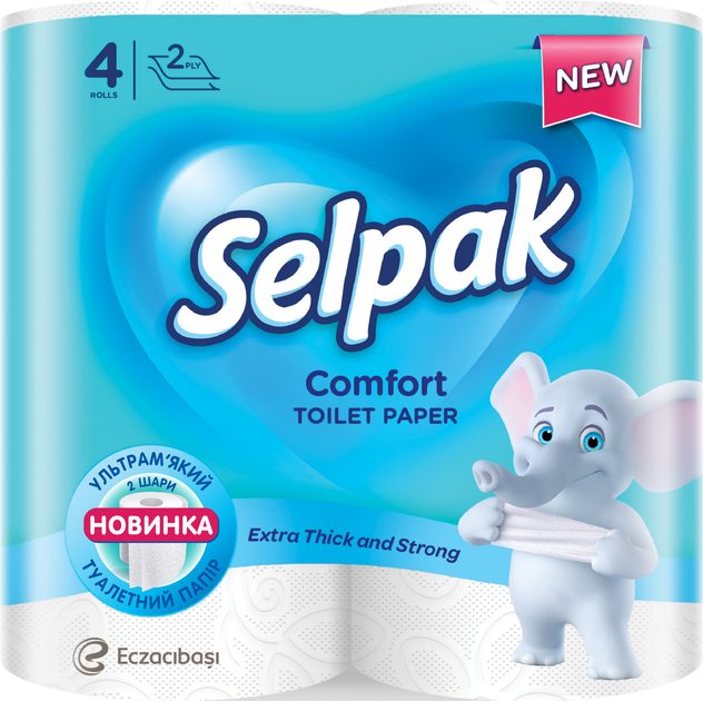 Туалетний папір білий Selpak Comfort 4 рулони 2 шари