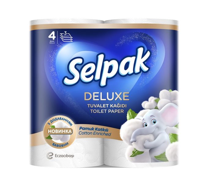 Туалетний папір білий Selpak Deluxe 4 рулони 3 шари