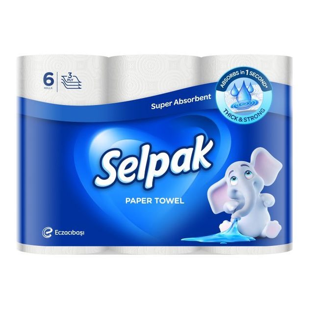 Рушники кухонні Selpak 6 рулонів 3 шари