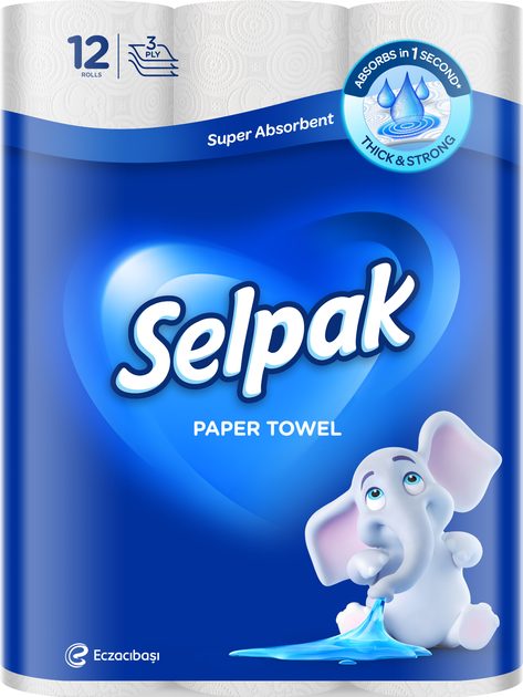 Рушники кухонні Selpak 12 рулонів 3 шари