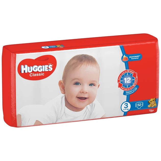 Підгузки Huggies Classic 3 4-9 кг Jumbo, 52 шт