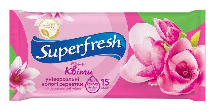 Вологі серветки Superfresh Flower 15 шт