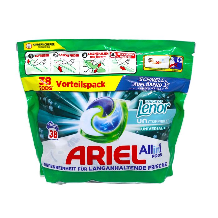 Гель-капсули для прання Ariel 4в1 універсальні Lenor 38 шт