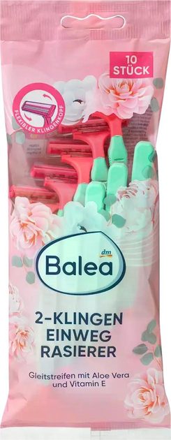 Одноразові бритви жіночі Balea 2 леза з Алое вера та Вітаміном Е 10 шт.