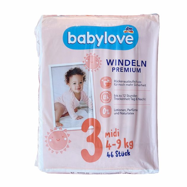 Підгузки Babylove Premium 3 Midi (4–9 кг) 46 шт