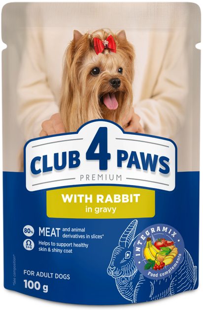 Пауч вологий корм для дорослих собак в соусі Club 4 Paws Кролик 100 г