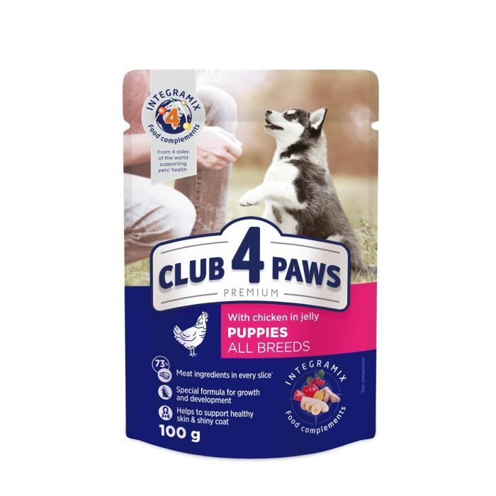 Пауч вологий корм для цуценят желе Club 4 Paws Premium Курка 100 г