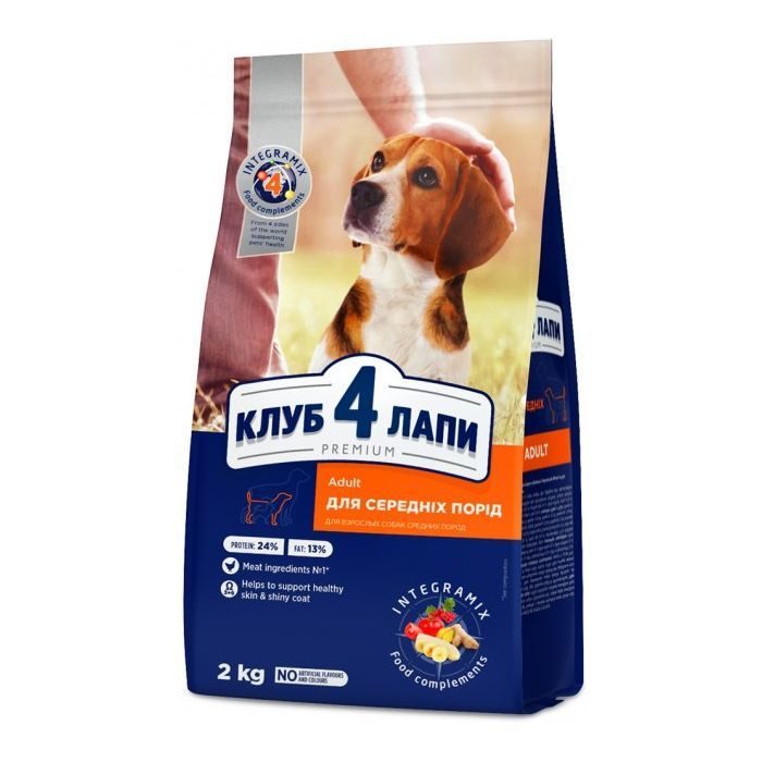 Сухий корм для дорослих собак середні породи в соусі Club 4 Paws Premium 2 кг