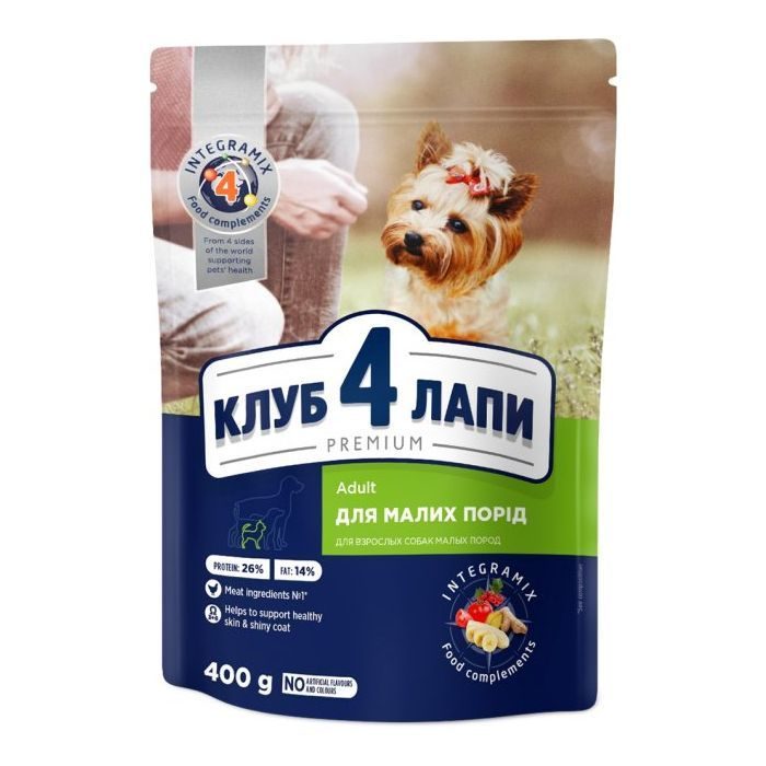 Пауч вологий корм дорослих собак малі породи в соусі Club 4 Paws Premium 400 г