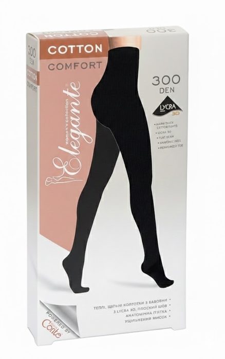 Колготки жіночі бавовняні Conte El Cotton 300 den р.5 Nero