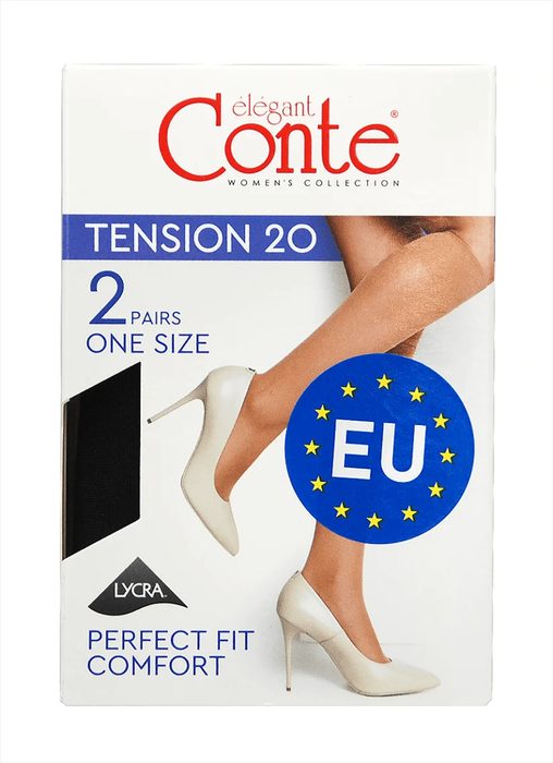 Напівпанчохи жіночі Conte TENSION 20 (2 пари) р.23-25 Nero