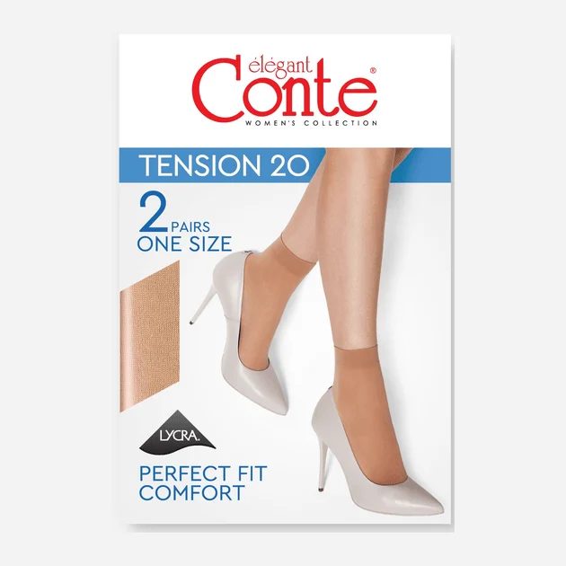 Шкарпетки жіночі Conte TENSION 20 (2 пари) р.23-25 Natural