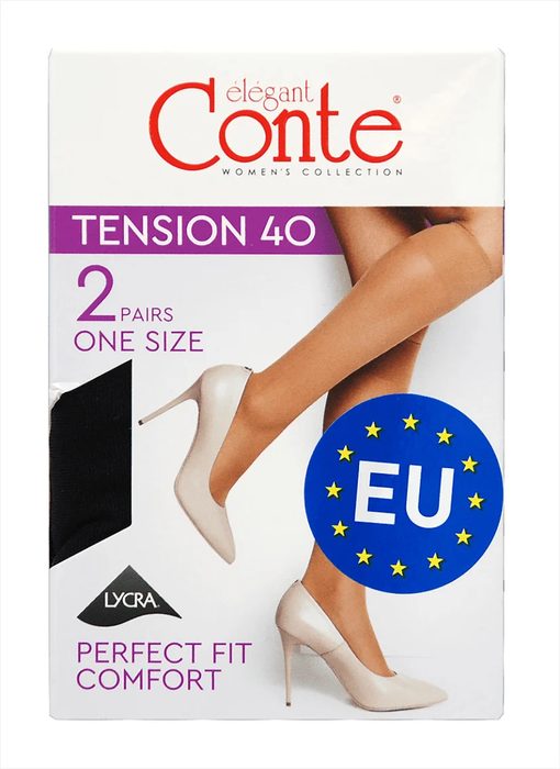 Напівпанчохи жіночі Conte TENSION 40 (2 пари) р.23-25 Nero