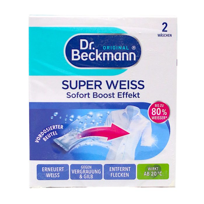 Плямовивідник для білих речей Dr. Beckmann Super Weiss 2х40 г
