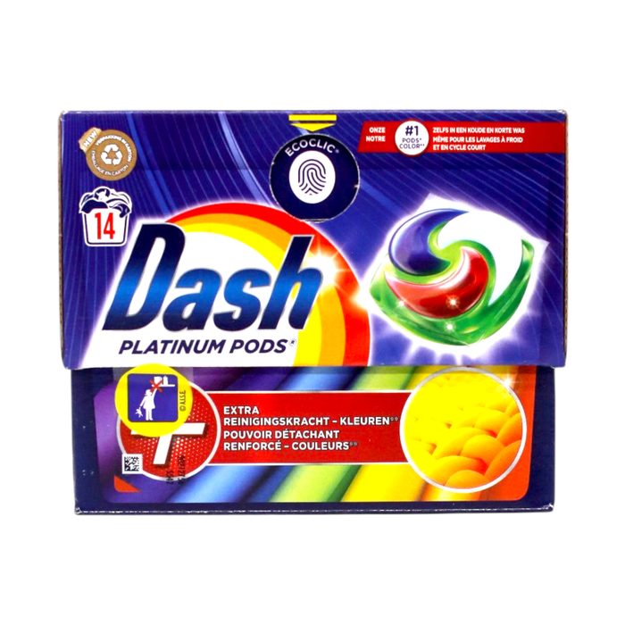 Dash Platinum Pods Гель-капсули для прання кольорових речей Extra Color (14 прань)