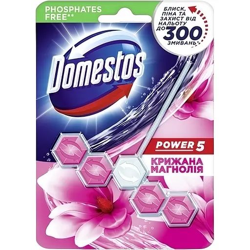 Блок для очищення унітазу Domestos Power 5 Крижана магнолія, 55 г