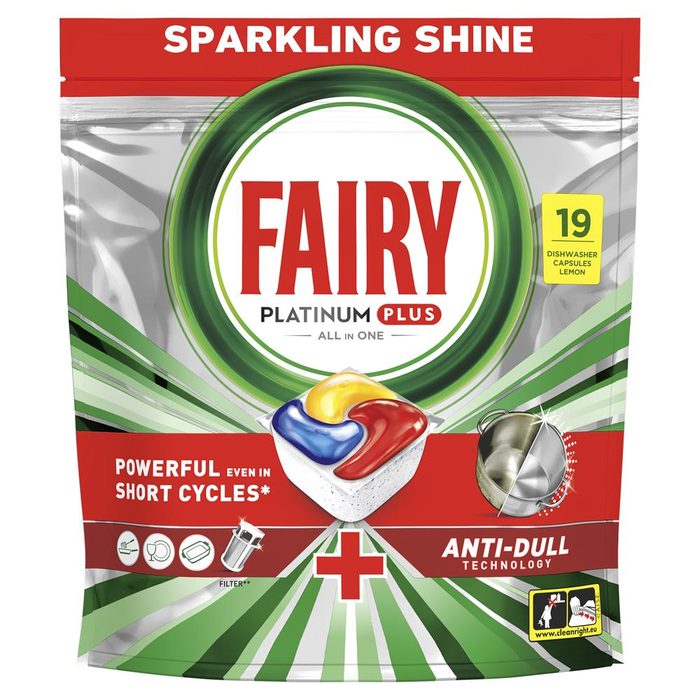 Гель-капсули для посудомийної машини Fairy All in 1 Platinum Plus Лимон 19 шт