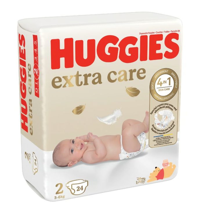 Підгузки дитячі Huggies Extra Care розмір 2 (3–6 кг) 24 шт