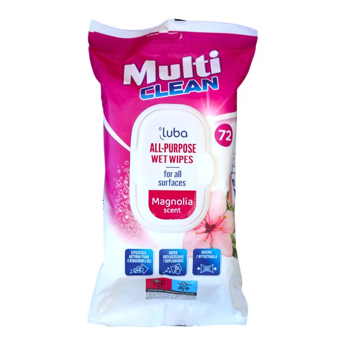 Luba Multi Clean універсальні вологі серветки з клапаном для прибирання Magnolia 72 шт.