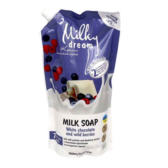Milky Dream Мило рідке Білий шоколад та Лісові ягоди 1000 мл (запаска)