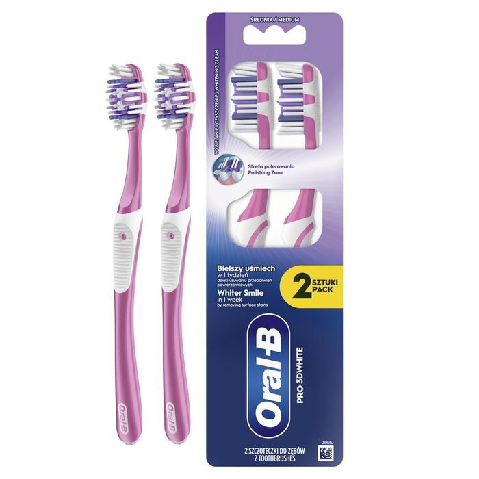 Зубна щітка Oral-B Pro-3D White 40 Середня 2 шт