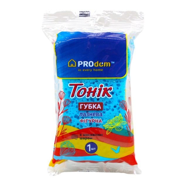 Губка банна пориста фігурна Tonik ProDom 1 шт (15,5х9,5х5 см)
