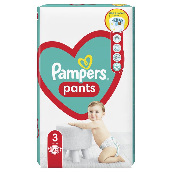Підгузники-трусики дитячі Pampers Midi Розмір 3 (6–11 кг) 62 шт