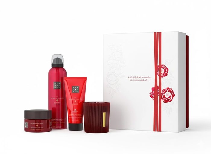 Набір Rituals M Ayurveda (гель для душу, крем для тіла, скраб для тіла, свічка) 200 мл, 100 мл, 125 г, 140 г