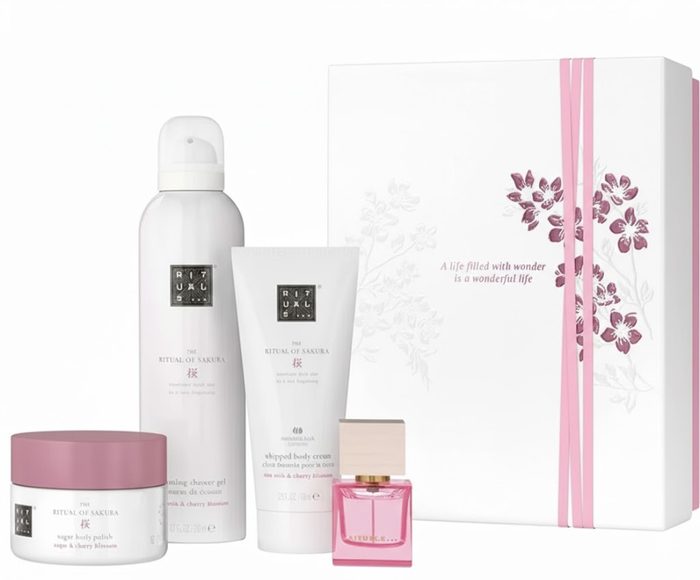 Набір Rituals M Sakura (гель для душу, скраб для тіла, крем для тіла, парфумована вода) 200 мл, 125 г, 100 мл, 15 мл