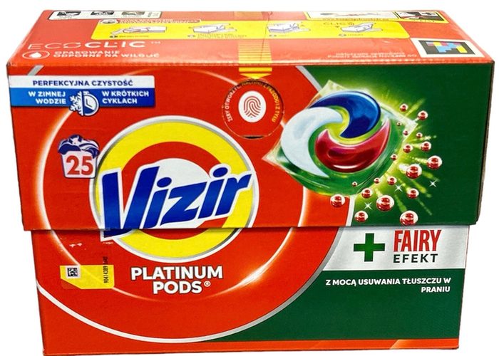 Гель-капсули для прання кольорових речей Vizir Platinum Pods + Fairy Effect (25 прань)