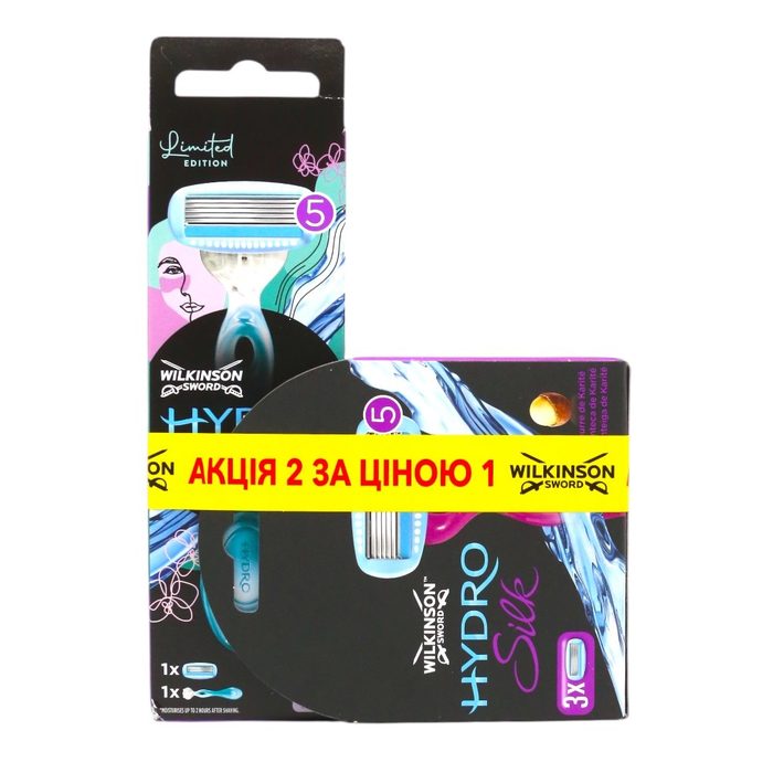 Бритва для гоління жіноча Wilkinson Sword Hydro Silk 5 лез 1 шт + Картриджі Hydro Silk 5 лез 3 шт