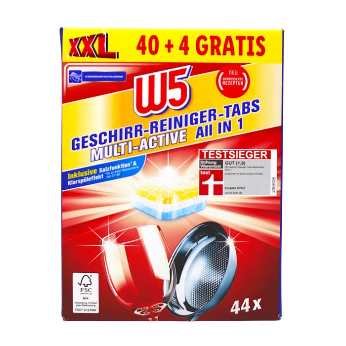 Таблетки для посудомийної машини W5 All in 1 Multi-Active 44 шт
