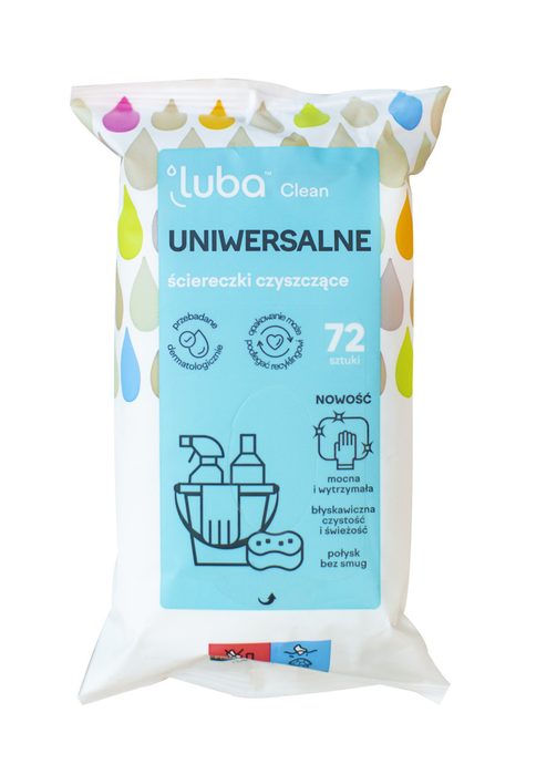 Універсальні вологі серветки Luba CLEAN для прибирання 72 шт